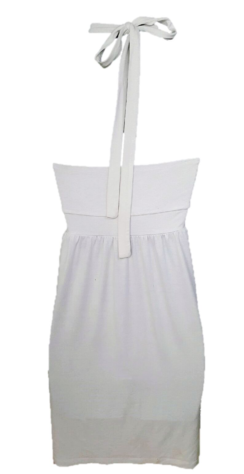 White Halter Evening Dress