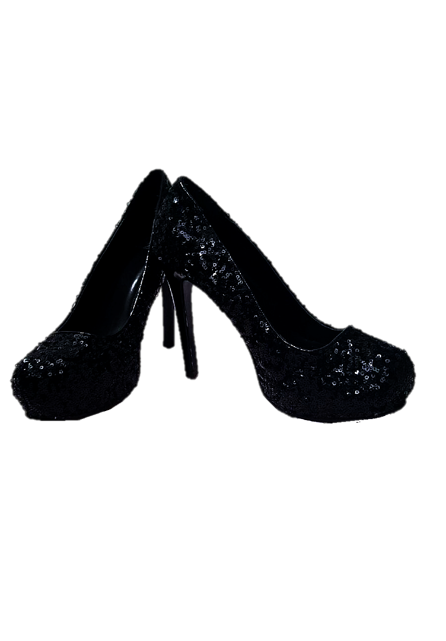 Black Sequin Platform Heels – Style Remix
