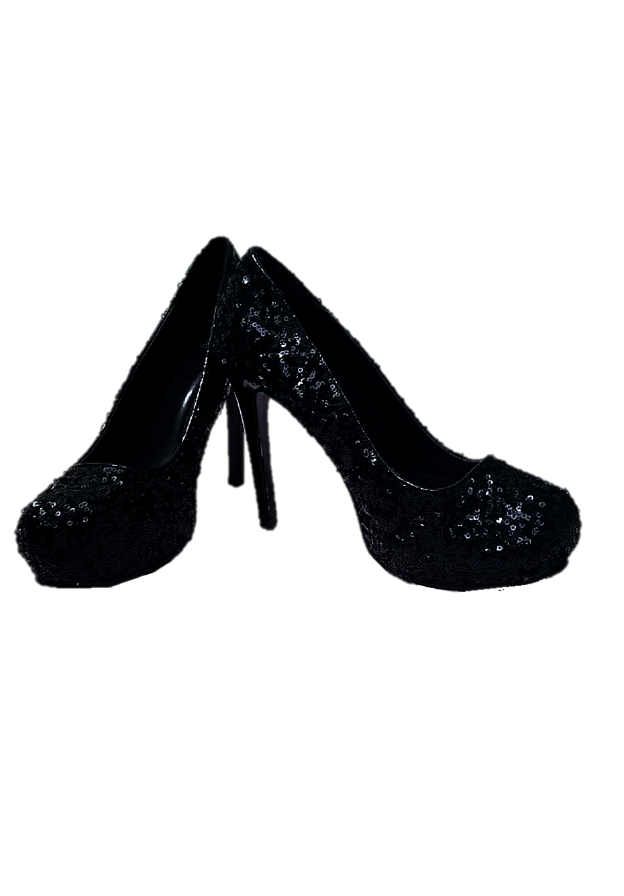 Black Sequin Platform Heels
