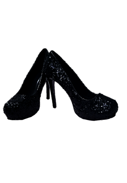 Black Sequin Platform Heels