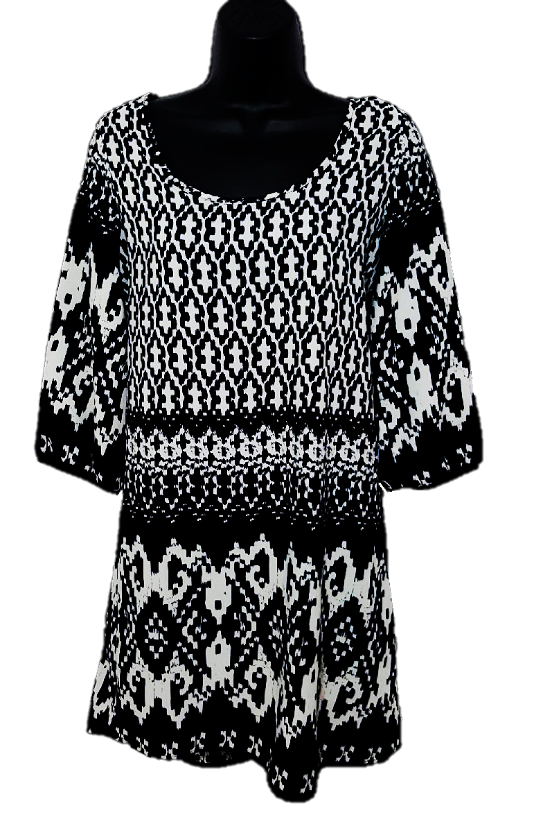 Relaxed Multipatterned Mosaic Dress
