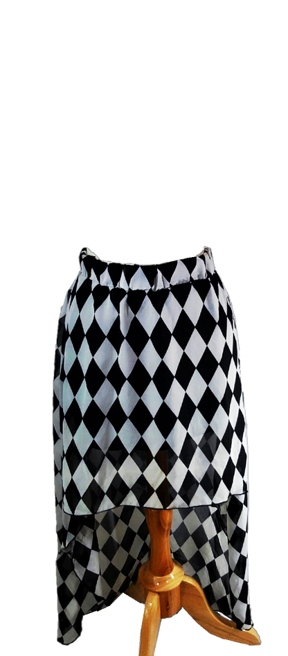 Black Checkered Hi-Low Skirt