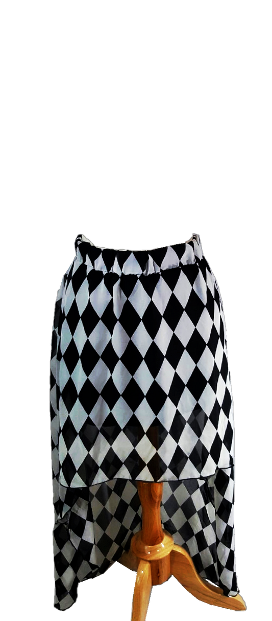 Black Checkered Hi-Low Skirt