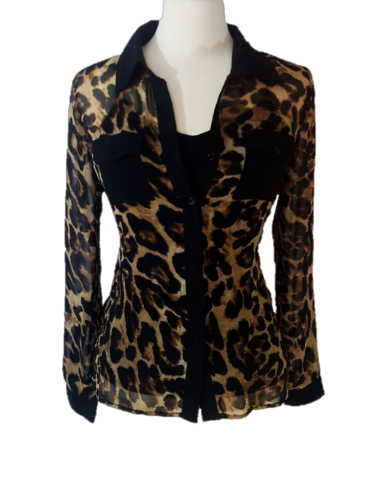 Cheetah Button-Front Blouse