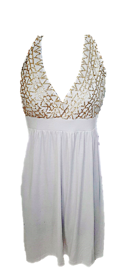 White Halter Evening Dress